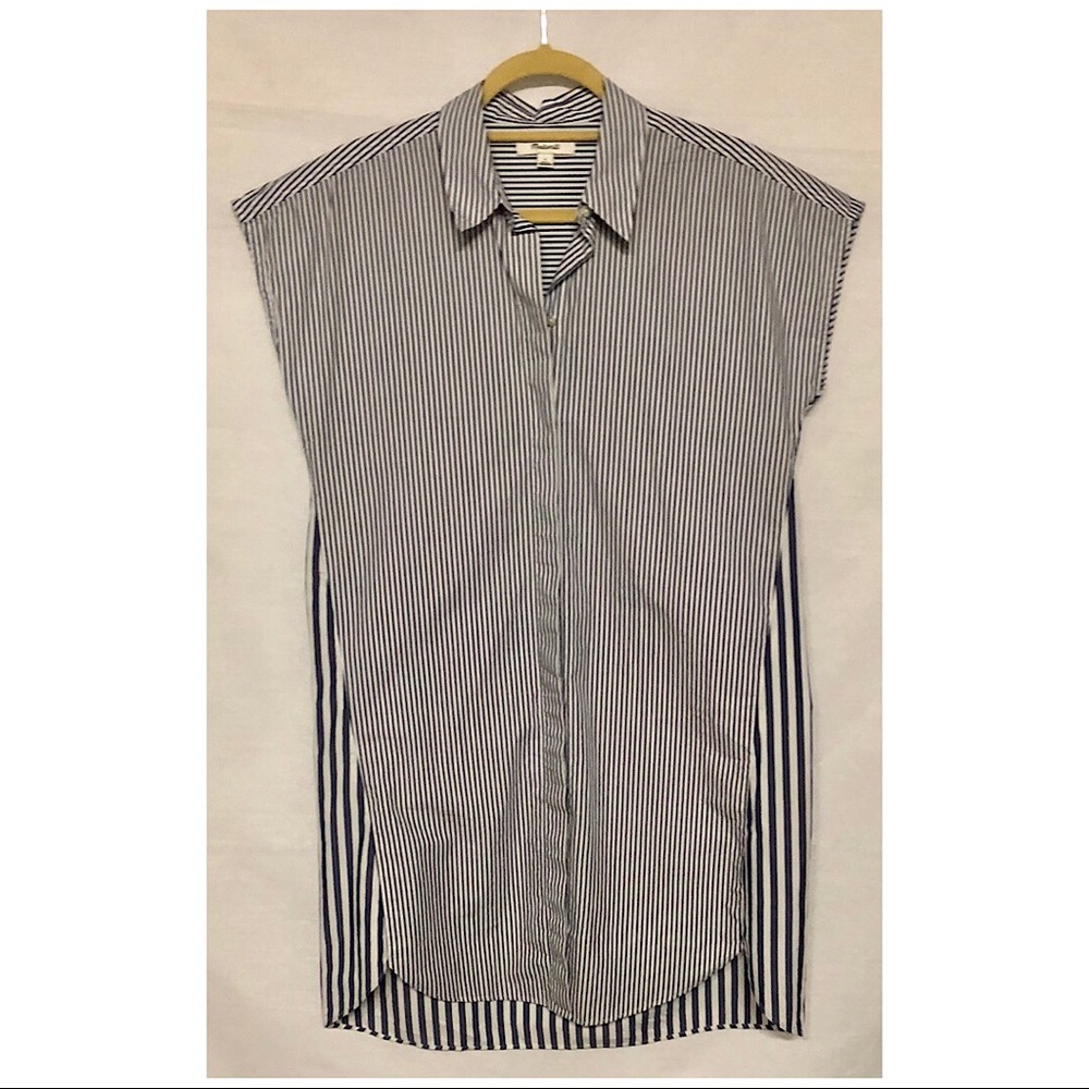 Madewell mix stripe shirt dress Small